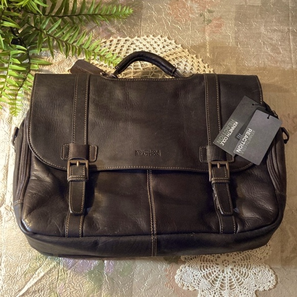 NWT Kenneth Cole Reaction Leather Show Business Design Laptop Bag Briefcase - Picture 16 of 16